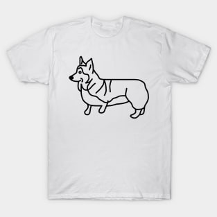 Dog Art Corgi Line Drawing T-Shirt